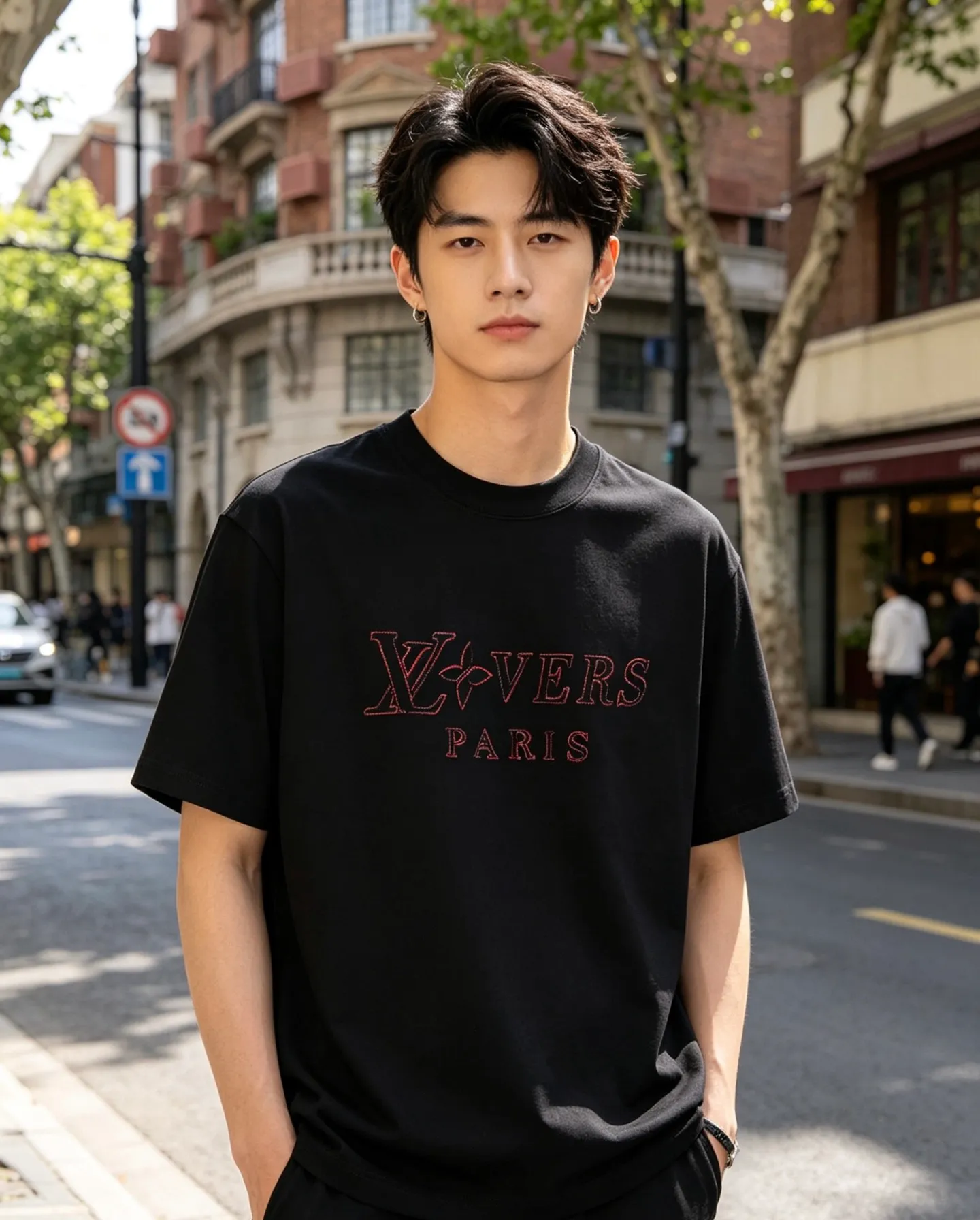Louis Vuitton/Louis Vuitton colorful logo embroidered short sleeves